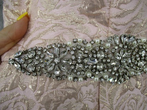 Cachet Dress Womens 10 Brocade Rhinestone Waist Floral High Low Iridescent Event - Picture 7 of 16