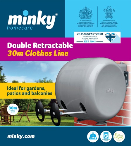Outdoor Retractable Dual Clothesline - Heavy Duty PVC Coated Line - Energy an... - Picture 2 of 7