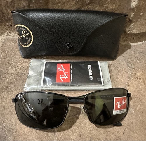 Ray-Ban Sunglasses RB3498 002/71 Polished Black Frames with Dark Green Lenses