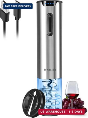 Electric Wine Opener Tomentific, Rechargeable Automatic Wine Corkscrew Bottle Op