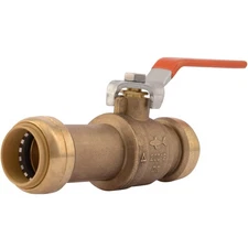 SharkBite Brass Push Slip Ball Valve 1 Inch Easy Install for Plumbing Repairs