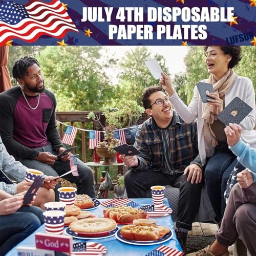 24 Pcs Independence Day Paper Plates 9 Inch 4th of July American Flag - Picture 3 of 7