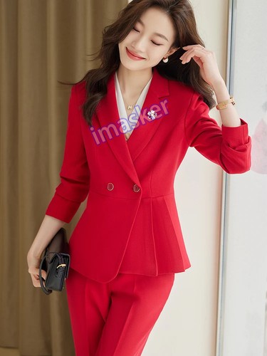 Damas Formal Pantalón Traje 2 Piezas Mujer Negocios Trabajo Chaqueta Blazer y Pantalón - Imagen 8 de 17