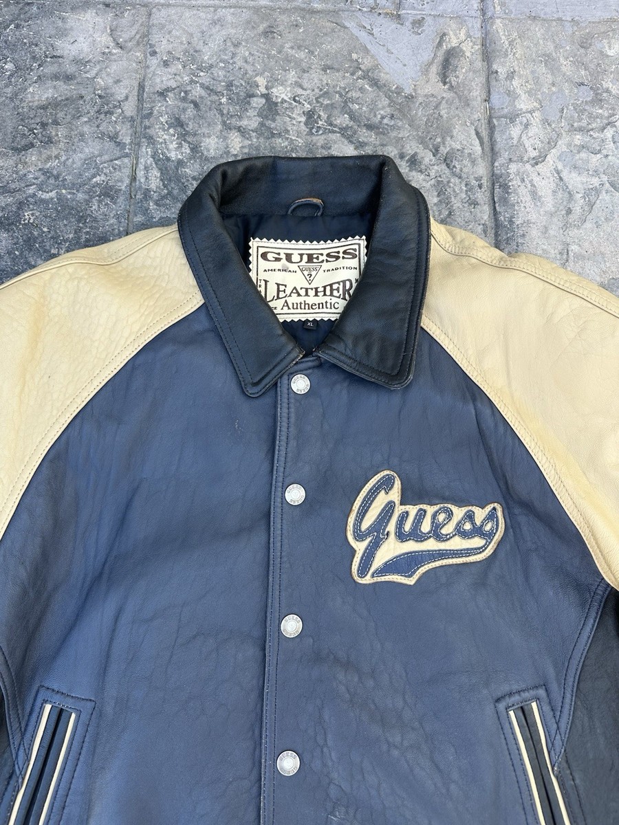 A*Y様 90s GUESS USA leathe bomber jacket Vintage 90s Guess USA Leather Bomber Jacket Size XL Hip hop