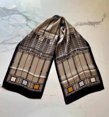 Frank Lloyd Wright art deco vintage silk scarf - Imagen 1 de 4