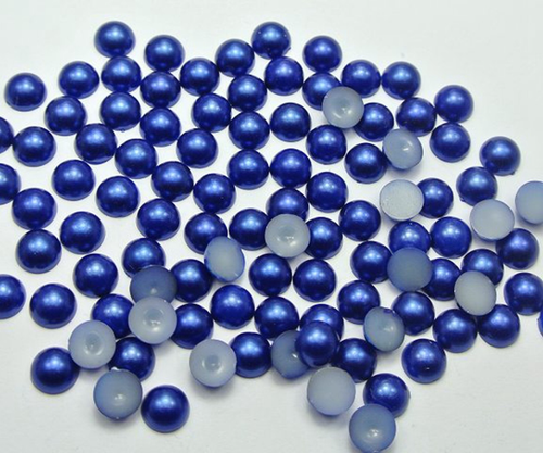 200 Royal Blue Color Acrylic FlatBack Half Pearl Bead Flat Back 10mm Scrapbook - Picture 2 of 4