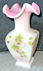 Fenton Rosalene Berries & Vine Hand Painted Square Vase Special Order 2003