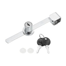 1 Pack Sliding Glass Door Ratchet Lock with 2 Keys 5.5x0.4inch, Silver