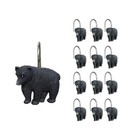 Sunlit Rustic Decorative Shower Curtain Hooks, Black Bear Shower Curta
