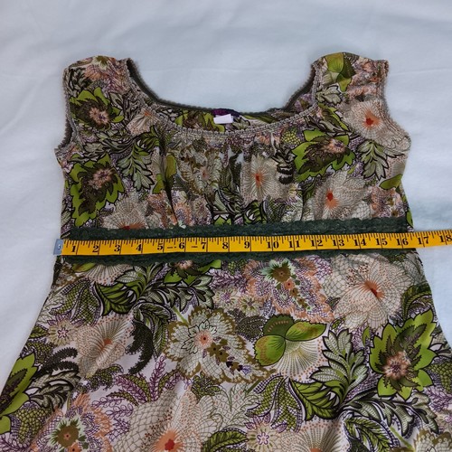 Top a rete verde marrone etereo Fairycore Goblincore Y2k babydoll cappuccio manica taglia L - Foto 6 di 9