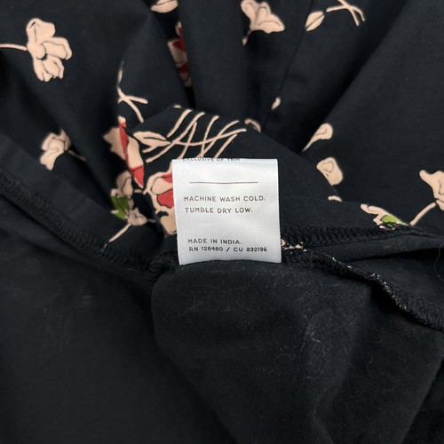 Abito Pact Organic Fit & Svasato Donna M Nero Floreale Scollo a V Maniche Lunghe Tasche - Foto 12 di 21
