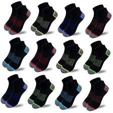 boys socks 12 Pairs kids Half Cushion Low Cut Sock 7-10 Years 1 Multicolor