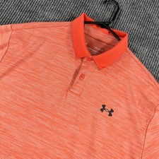 Under Armour Mens Performance Polo Shirt Large Orange Short Sleeve HeatGear