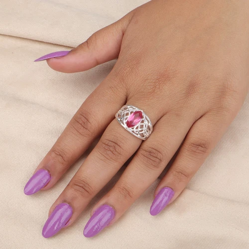 Rare Pink Tourmaline Gemstone 925 Sterling Silver Jewelry Ring For Wedding Gift