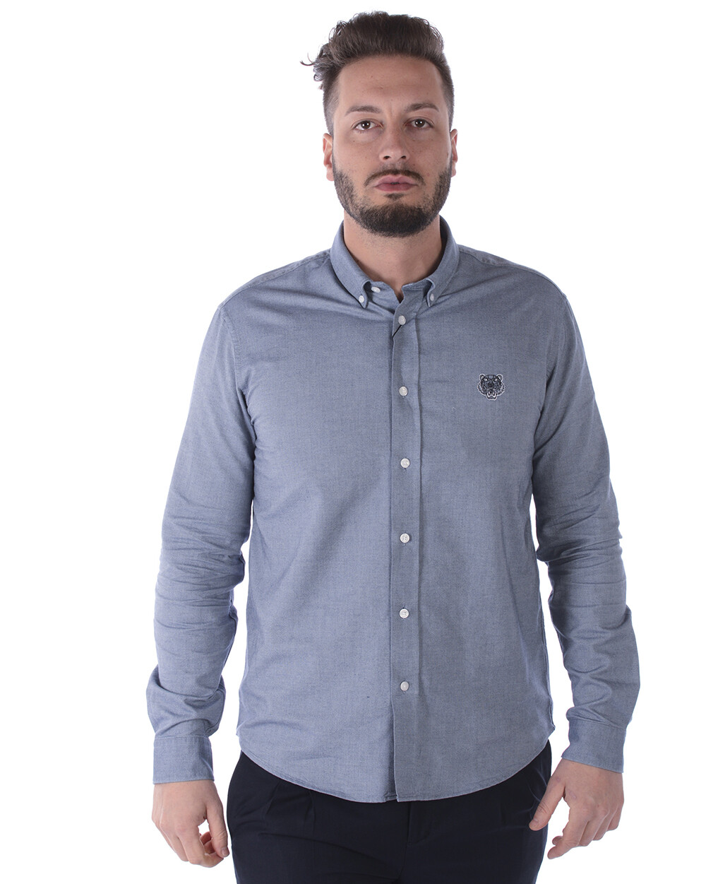 Kenzo Shirt CASUAL FIT TIGER Cotton Man Blau 1LD5CH400 76 Sz. M PUT OFFER Kenzo Shirt CASUAL FIT TIGER Cotton Man Blau 1LD5CH400 76 Sz. M PUT OFFER