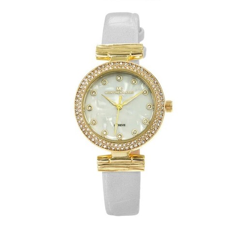 34mm Montres Carlo Women's Fashion Vegan Leather Band Stones Luxury Dress Watch - Picture 4 of 8