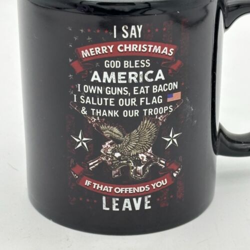 Tazza Caffè Patriottica Regalo Buon Natale Dio Benedica Bandiera Americana Supporto Truppe - Foto 2 di 4