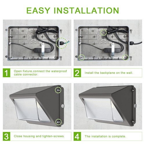 2Pack - 60W LED Wall Pack Light with photocell Dusk to Dawn Outdoor Light 5000K - Picture 9 of 9