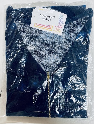 LuLaRoe Rachael Tank Top V-Neck Zipper Black & Blue Size Small NWT - Picture 2 of 4