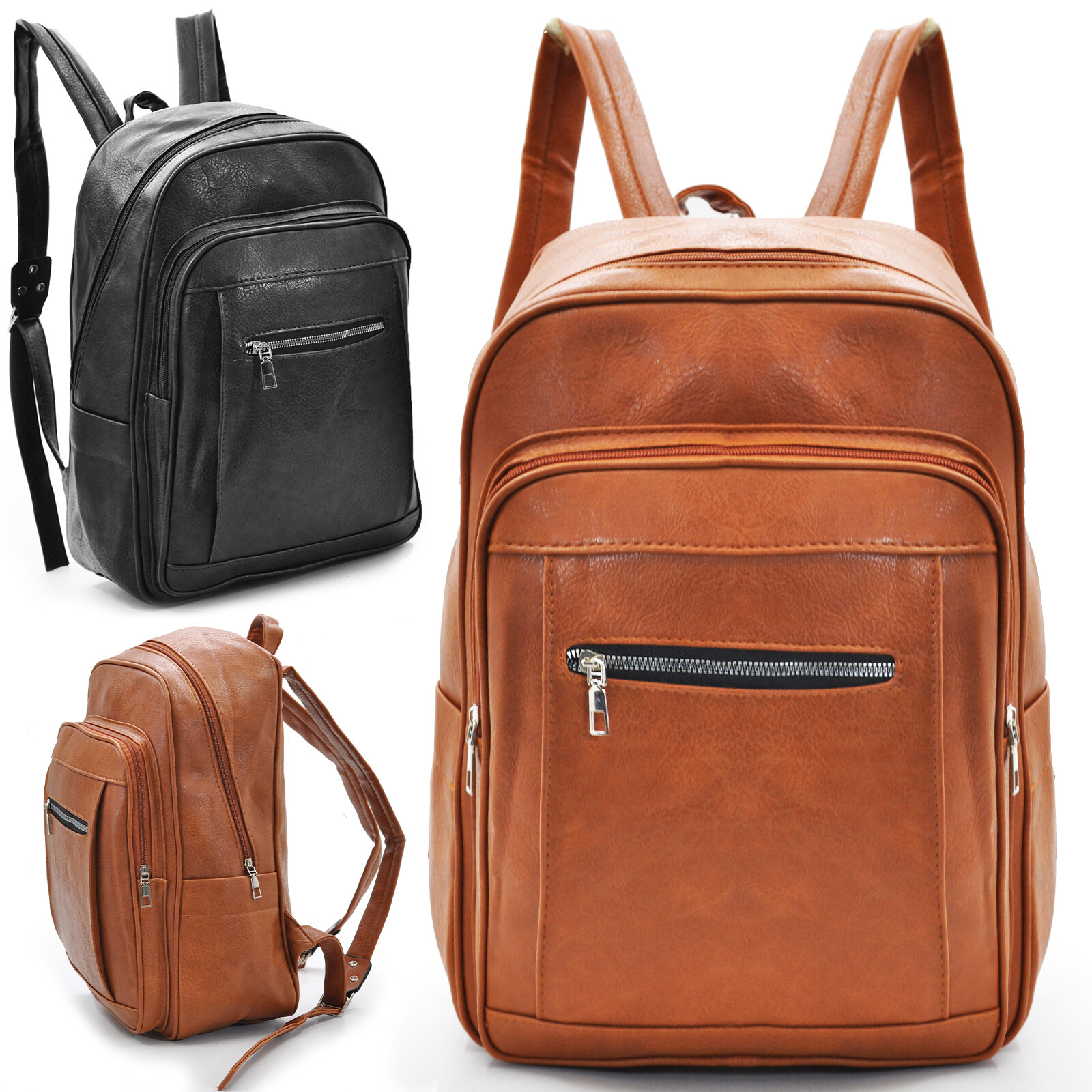 GM Italia Mochila Mujer Hombre Piel Grande Nuevo USB Viaje Marrón Casual Moda PC