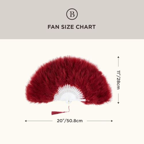 Marabou Feather Fan 20s Vintage Folding Fan Flapper Hand Fan for Costume Dancing - Picture 18 of 53