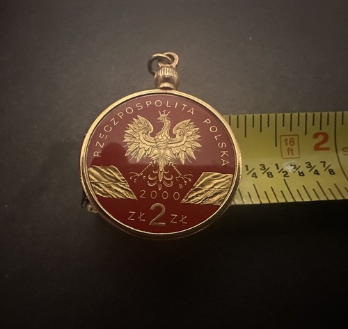 Poland 2 Zloty Dudek Bird Double Sided Pendant - Hand Painted - Picture 9 of 13