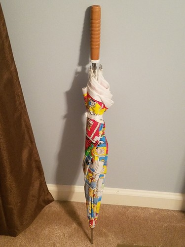 The Journal Zeitungsgrafik Comic großer Regenschirm mit Holzgriff (NEU) - Bild 7 von 9