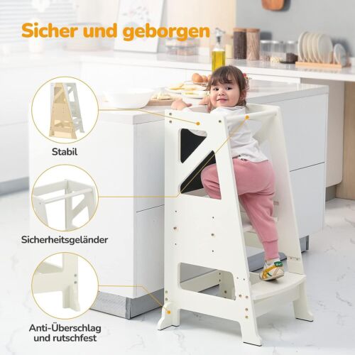Doppelseitiger Lernturm Kindertritt Stehhilfe Holz Kippschutz Küche Schemel Neu - Bild 32 von 36