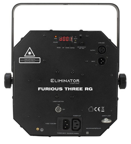2 Eliminator Furious Three RG DMX Moonflower/Wash/Laser Effect Lights+LED Fogger - Picture 6 of 12