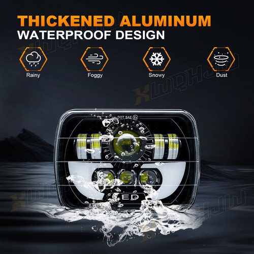 7x6" Led Headlight HI-Lo Halo DRL For Chevy C1500 C2500 C3500 Suburban Pickup - Foto 11 di 14