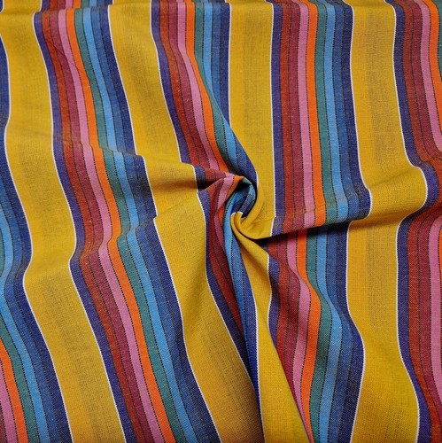 Rainbow Stripe Fabric Mexican Bright Pride Multicolour Canvas Dressmaking Craft - Picture 7 of 15