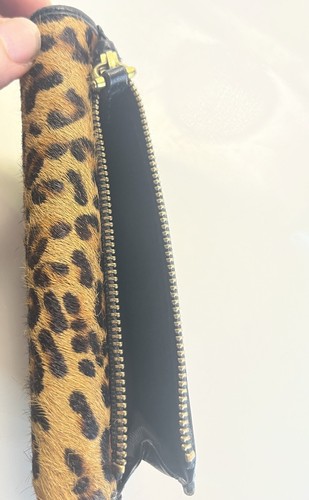 Fossil black leather/Wallet cowhide leopard Tri-Fold Card Holder Wallet - Picture 8 of 9