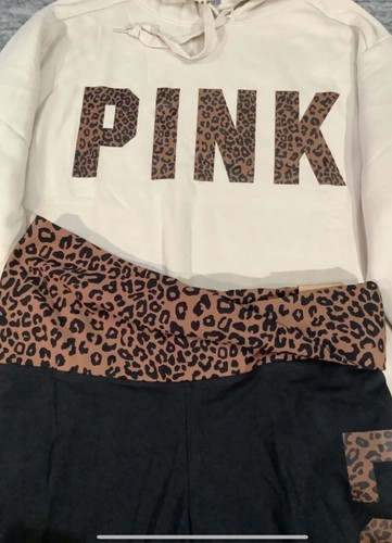 Conjunto de sudadera con capucha y leggings Victorias Secret rosa leopardo Campus XL🔥 NUEVO CON ETIQUETAS - Imagen 5 de 7