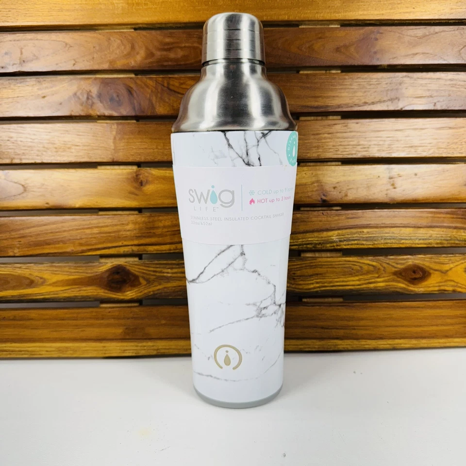 Colador colador colador de metal con estampado de mármol blanco y gris Swig nuevo con etiquetas Foto 2 de 4