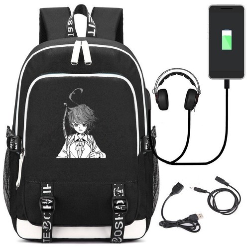 Anime The Promised Neverland USB Backpack Student School Bags Kids Teens Mochila - Imagen 15 de 34