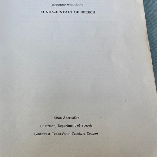 1950’s Southwest Texas State Teachers College SWTSC Speech Student Workbook TX - Bild 3 von 12