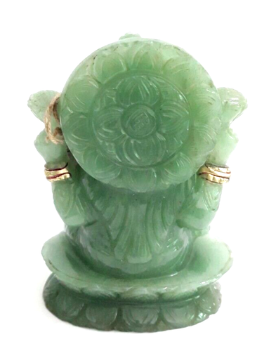 Estatua de la diosa Lakshmi tallada a mano piedra de aventurina ídolo religioso de 4 pulgadas - Imagen 3 de 5