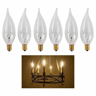 6 X 40W 120V Clear Light Bulbs Candelabra Base Chandelier Candle Shape Flame Tip 6 X 40W 120V Clear Light Bulbs Candelabra Base Chandelier Candle Shape Flame Tip