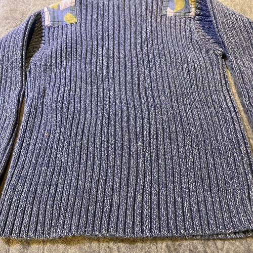 Boy's L.L. Bean Ribbed Crew Neck Knit Sweater Size M (5/6) Camo Patches Blue - Picture 7 of 8
