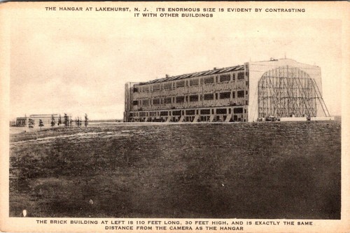 LAKEHURST, HANGAR DE BARCOS AÉREOS DE NUEVA JERSEY - POSTAL ANTIGUA TIPO ALBER - Imagen 1 de 2