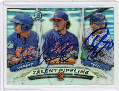 2018 Bowman Chrome Talent Pipeline PJ Conlon Phillip Evans Auto Signed Card Mets - Picture 1 of 1