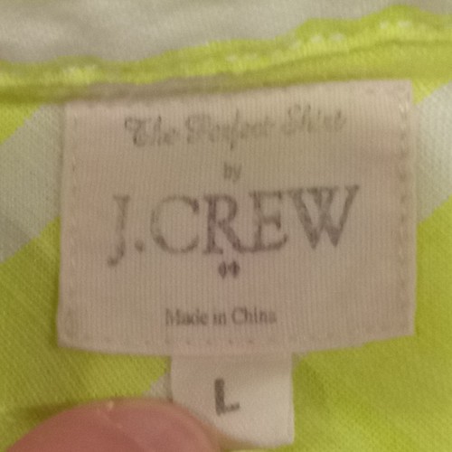 Camisa para mujer J.Crew The Perfect L neón blanco lima rayas 1/2 botones lino - Imagen 2 de 10
