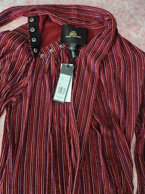 【美品】MARC JACOBS The Disco Dress M Marc Jacobs Disco Dress Red Metallic Stripes Long Sleeve XS