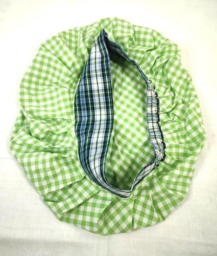Bouffant Scrub Cap Chemo Hat Chef Handmade Cotton Green Check 23.5” to 33.5” - Picture 9 of 10