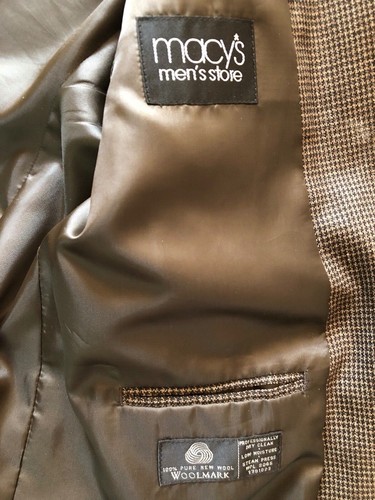 Men’s Macy’s Club Room By Charter House Brown Tan Plaid Sports Coat Jacket 46R  - Picture 5 of 5