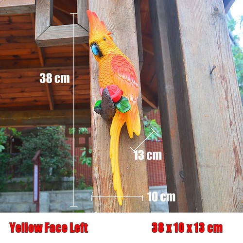 Resin Parrot Statue Wall Mounted Outdoor Garden Tree Decoration Animal Sculpture - Picture 16 of 44