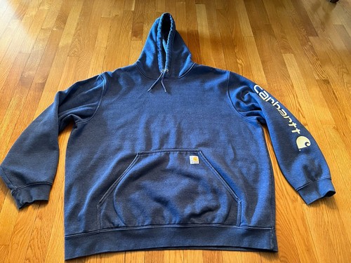Carhartt Pullover Hoodie Size Mens 2XL Heather Blue Navy K288 H53 Sweatshirt