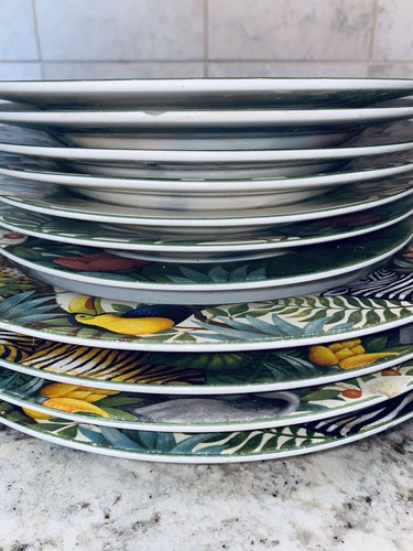 11er Set Sakura Dschungeltiere Stephanie Stouffer Steinzeug Abendessen und Salat - Bild 4 von 24