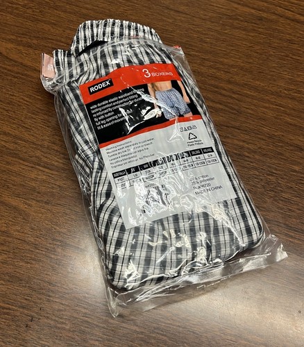 RODEX BRAND NEW 3 pair Men's Boxer Shorts Underwear COTTON Plaid Briefs 2XL ? - Picture 2 of 10
