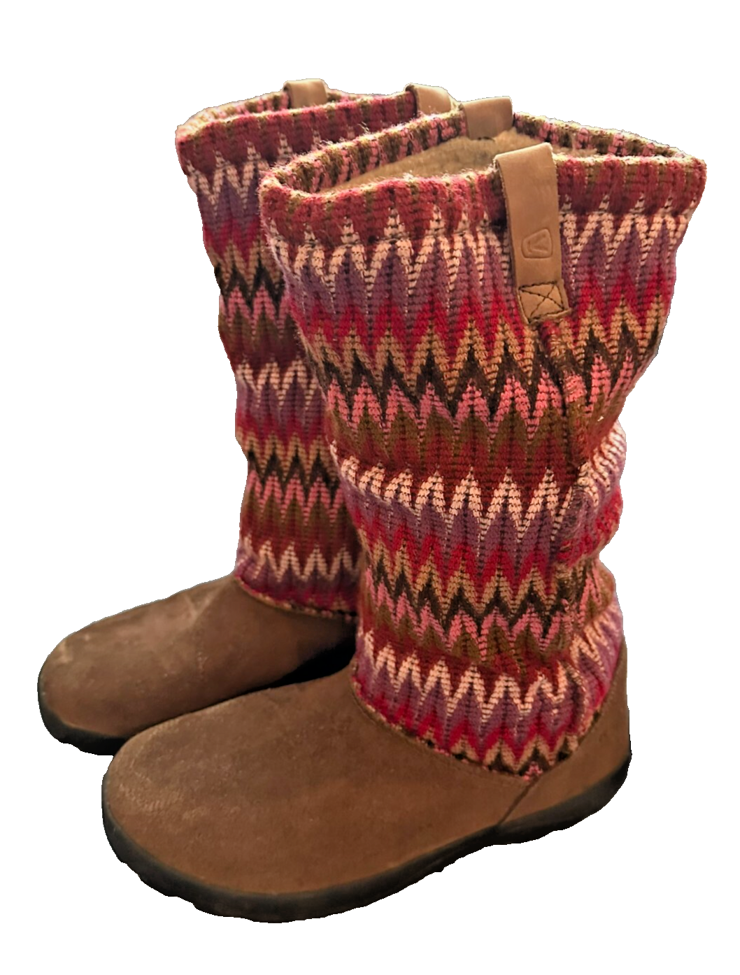 Stivali alti Keen Auburn scamosciati lana pull on maglia donna taglia 8 EU 39 ROSA MARRONE